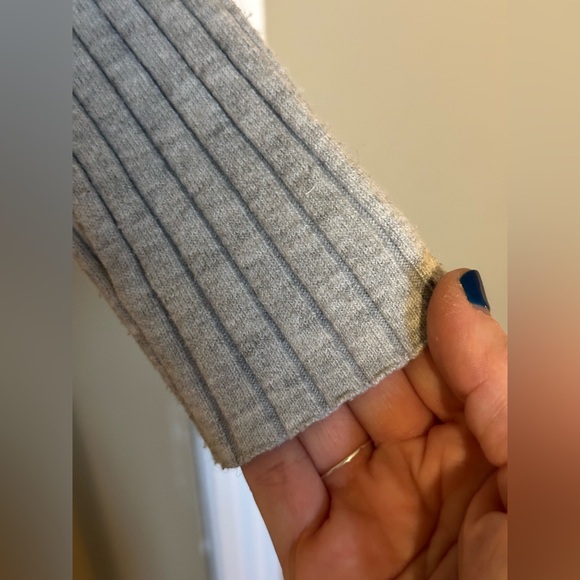 AERIE Heather Grey Essential Ribbed Cropped Cardigan - Size Small - Picture 6 of 7